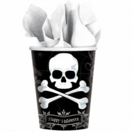 Midnight Dreary Skull & Crossbones Halloween Cups